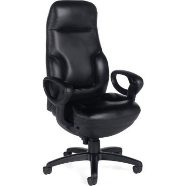 Gec Global„¢ Deluxe Executive Chair - Leather - High Back - Black - Presidential Concorde Series 2424-18BK-PD03